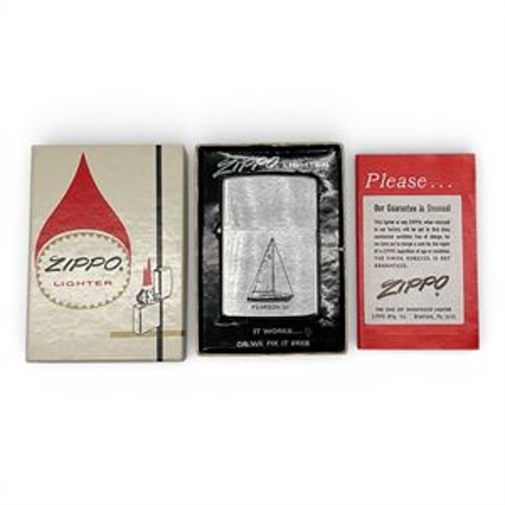 Rare 1973 Zippo Lighter Pearson 30 Sailboat Vintage Collectible with Box